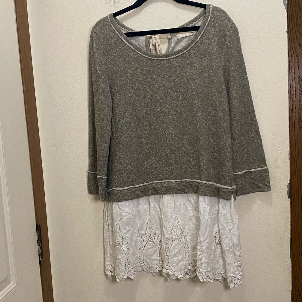 A’reve lightly knit top with faux embroidered eyelet blouse size S